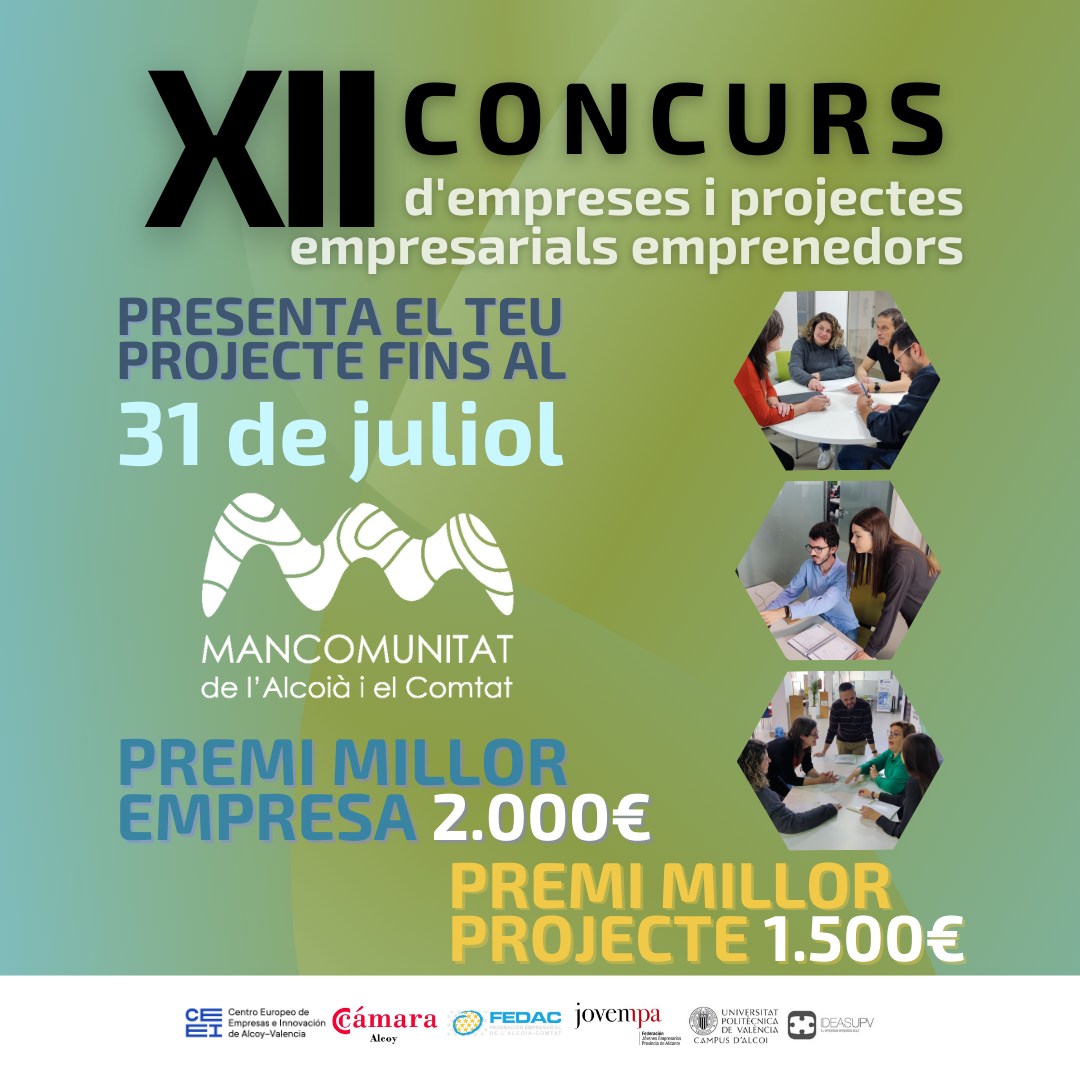 Presenta tu candidatura al XII Concurso de empresas y proyectos empresariales emprendedores de la Mancomunitat de l’Alcoià – El Comtat