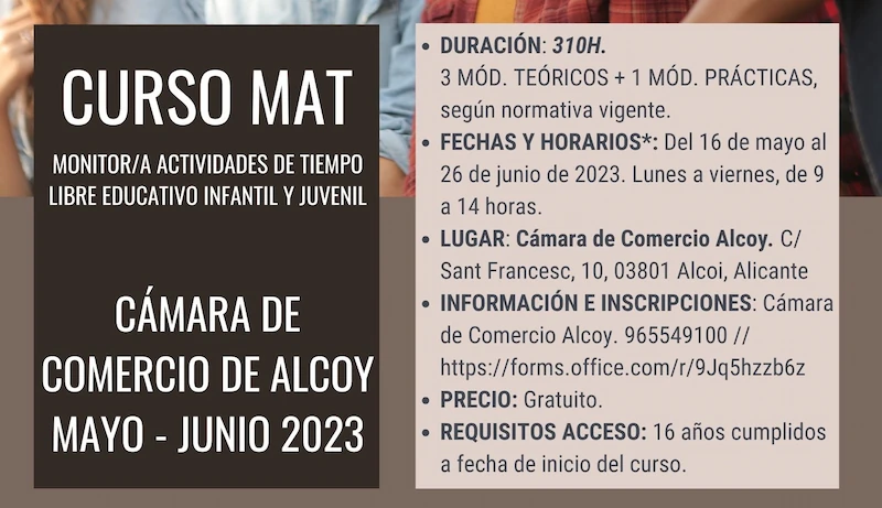 Curso MAT | Monitor/a actividades de tiempo libre educativo infantil y juvenil